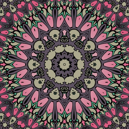 Ornamental round lace tile pattern, circle background with many details, looks like crocheting handmade laceのイラスト素材