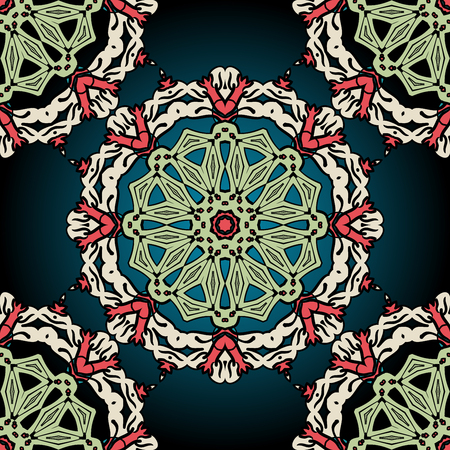 Stylized flowers wallpaper in oriental style. Seamless psychedelic paisley backgroundのイラスト素材