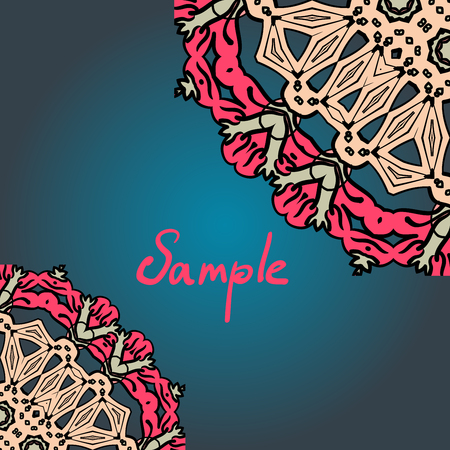 Half mandala frame for text in the Indian style.のイラスト素材