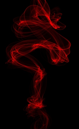 Red smoke abstract line on blackの写真素材