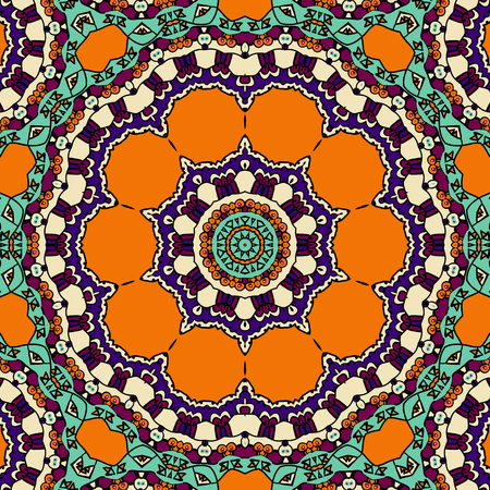 Abstract Seamless Pattern with Round Lace Elements. Vector Tribal Element.のイラスト素材