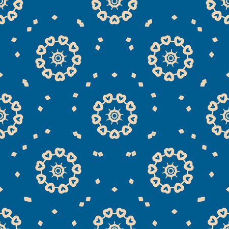 Seamless blue background with abstract oriental shapes like mandala or mehndie painting.のイラスト素材