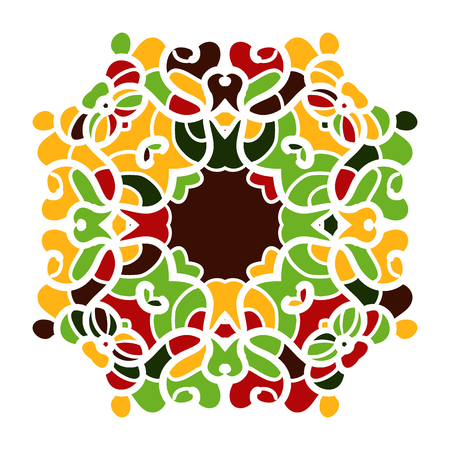 Ornamental round floral lace pattern. Kaleidoscopic floral design motif, mandala.のイラスト素材