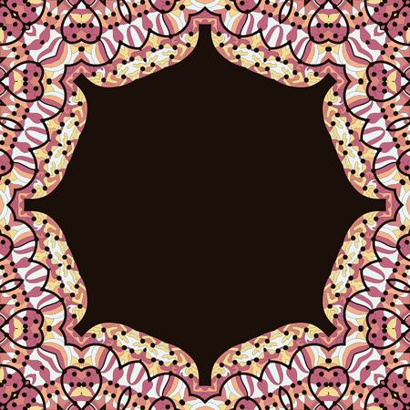 Abstract unusual vector circle floral ornamental border.のイラスト素材