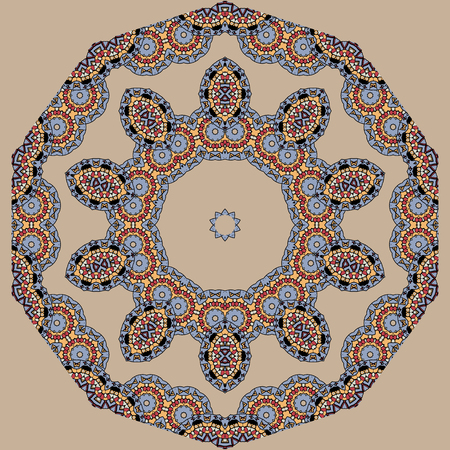 Asian seamless pattern. Indian ornament, kaleidoscopic pattern, mandala.のイラスト素材