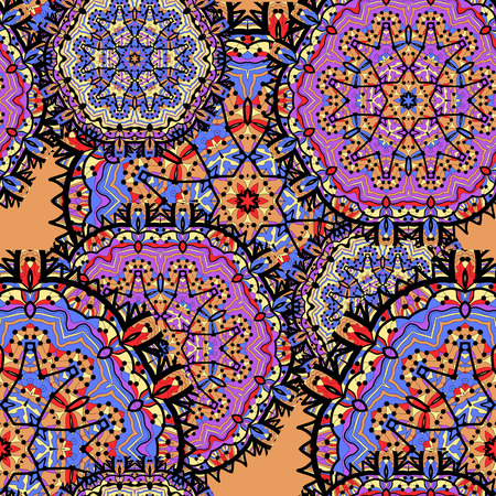 Arabesque seamless pattern. Seamless Pattern Circle Ornament. Mandala Vector Circle Ornament, Design Elementのイラスト素材