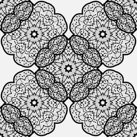 ethnic seamless pattern. Indian ornament,  flora pattern, mandala. range, circle, round, disk. abstract seamless patternのイラスト素材