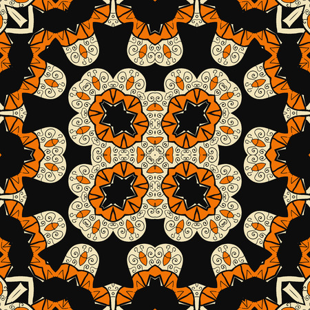 Seamless ornate oriental design. Endless mandala. Asian carpet inspired art.のイラスト素材