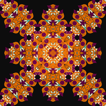 Ornate seamless mandala. Vintage design element in indian, islamic, ottoman style. Round lace.のイラスト素材