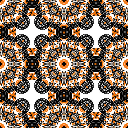 Seamless oriental tiled pattern. Stylized flowers endless wallpaper.のイラスト素材