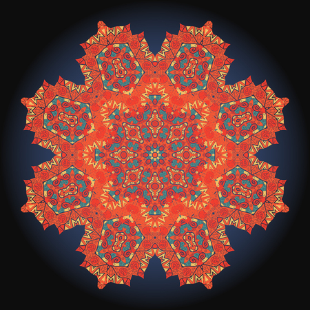 Mandala flower red ornament background.のイラスト素材
