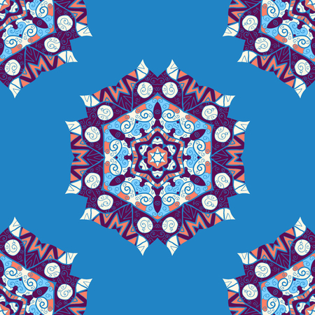 Mandala endless. Ethnic seamless ornament. Template for menu, greeting card, invitation or coverのイラスト素材