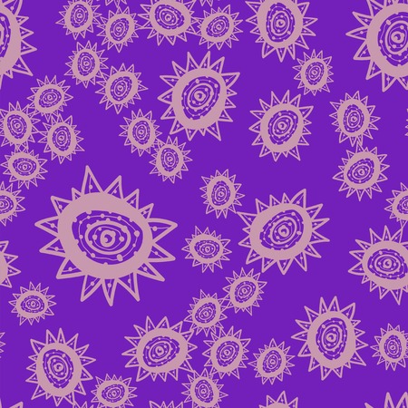 Seamless stylized flowers with concentric lines inside and dotsのイラスト素材