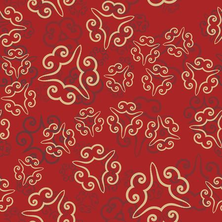 Seamless pattern on red. Vintage decorative elements. Hand drawn background Islamic, Arabic, Indian, Ottoman motifs. Perfect for printing on textile or wrapping paper.のイラスト素材
