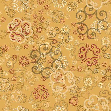 Seamless Pattern Of Ornate Oriental Items Spreaded About Pattern Randomlyのイラスト素材