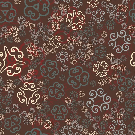 Seamless mandala pattern for printing on textile or paper. Hand drawn elements spread obout background. Henna Color.のイラスト素材