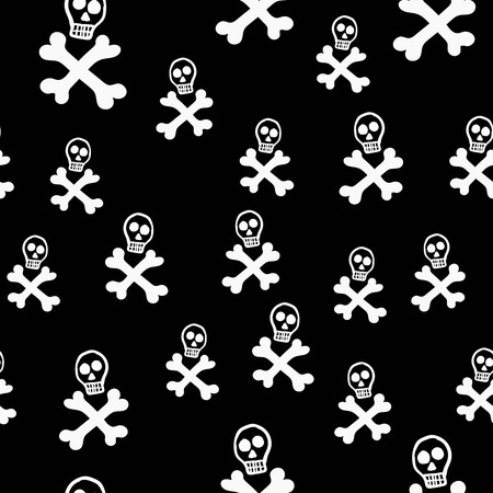Seamless pattern with skulls and crossbones beneath on black backgroundのイラスト素材