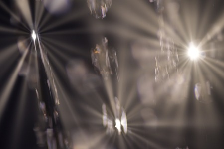 Blurred light spots and flares in the dark nightの写真素材
