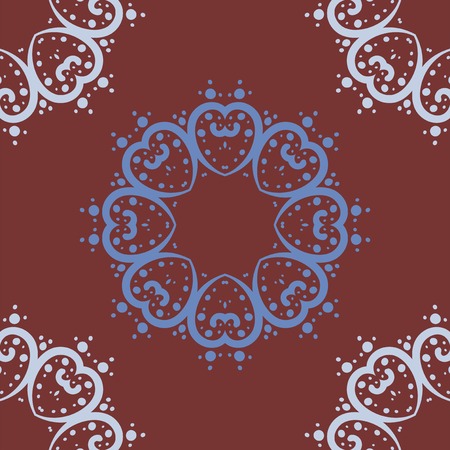 Mandala of heart shapes with dots seamless tiled patternのイラスト素材
