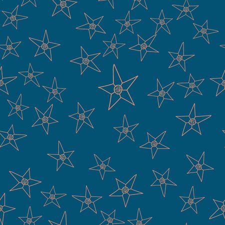 This pattern is hand drawn from the stars in the blue night sky. An endless pattern to cover wallpaper or wrapping paper for the holiday.のイラスト素材