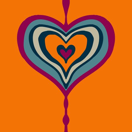 Decorative love frame with hearts inside each other in doodle style.のイラスト素材