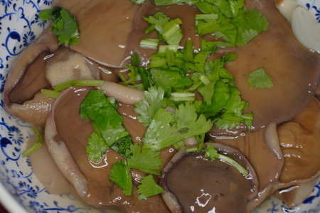 Russian mushrooms salted served in small bowl.の写真素材