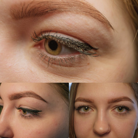 Ladys eyes collage of macro images. Set depicting beauty of females lookの写真素材
