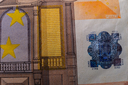 Fifty Euro macro Hologram. The euro is currently the second most used currency in the world. It's...