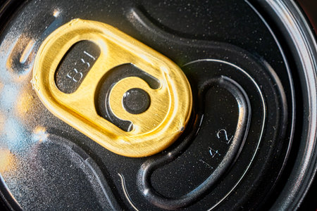 Macro of soda lif of golden color on black.の写真素材
