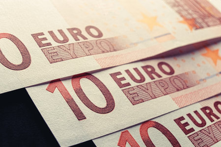 Fan of ten euro macro image.の写真素材