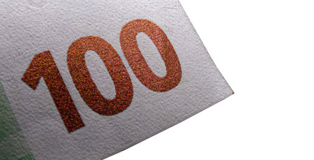 Hundred euro banknote macro, number 100 and copyspace.の写真素材