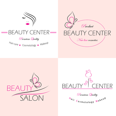 Set of vector logo templates, labels and badges for beauty salon.のイラスト素材