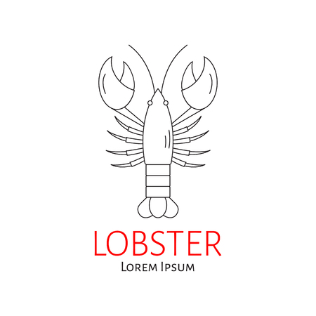 Lobster vector flat line illustration isolated. Seafood line icon.のイラスト素材