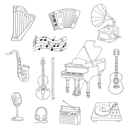 Musical instruments and symbolsのイラスト素材