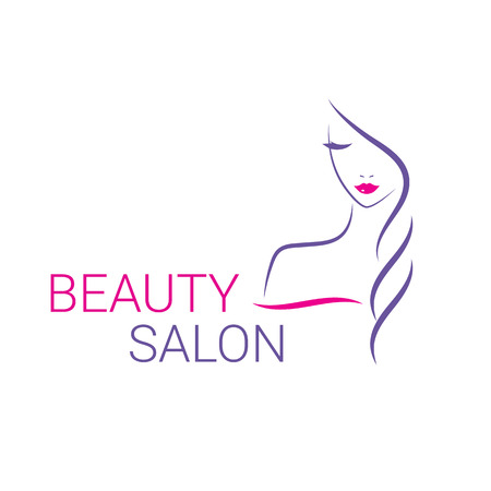 Beautiful woman vector logo template for hair salon, beauty salon, cosmetic procedures, spa center.のイラスト素材