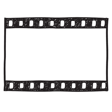 Film strip background. Empty film frame sketch style , vector.のイラスト素材