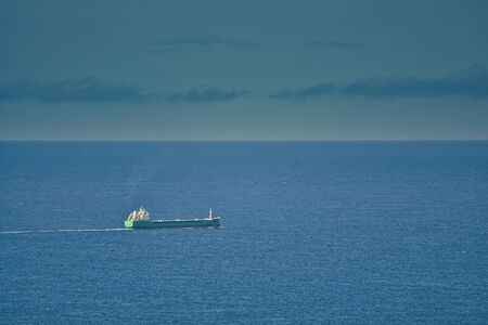 Ship in the open ocean