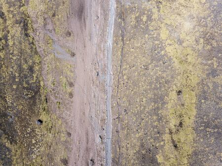 Aerial view of tourist trail in Andes, Peruの写真素材
