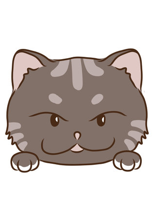 Cute cartoon cat isolated on a white background. Vector illustration.のイラスト素材