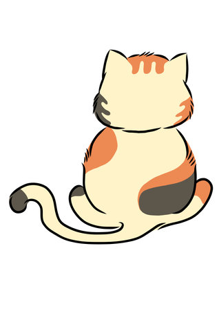 Cute cartoon cat isolated on a white background. Vector illustration.のイラスト素材