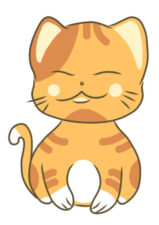 Cute cartoon cat isolated on a white background. Vector illustration.のイラスト素材