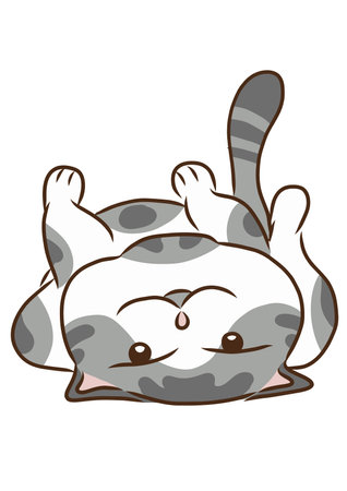 Cute cartoon cat isolated on a white background. Vector illustration.のイラスト素材