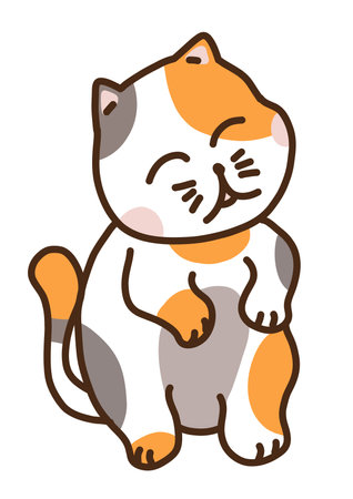 Cute cartoon cat isolated on a white background. Vector illustration.のイラスト素材
