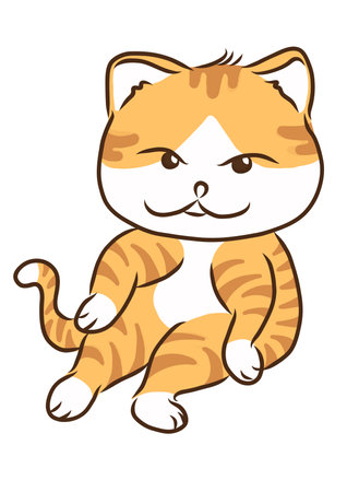 Cute cartoon cat isolated on a white background. Vector illustration.のイラスト素材