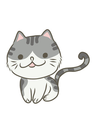 Cute cartoon cat isolated on a white background. Vector illustration.のイラスト素材