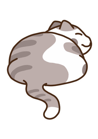 Cute cartoon cat isolated on a white background. Vector illustration.のイラスト素材