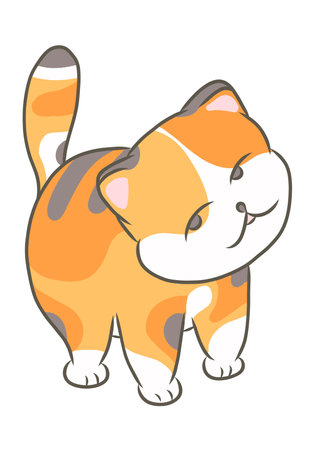 Cute cartoon cat isolated on a white background. Vector illustration.のイラスト素材