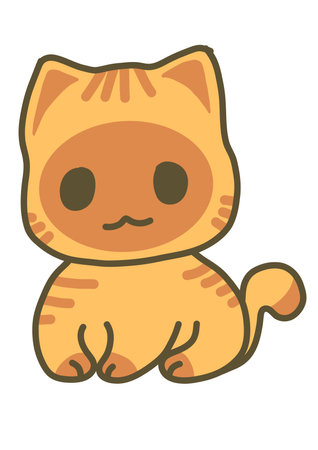 Cute cartoon cat isolated on a white background. Vector illustration.のイラスト素材