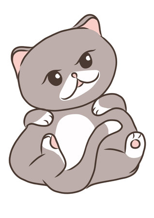 Cute cartoon cat isolated on a white background. Vector illustration.のイラスト素材