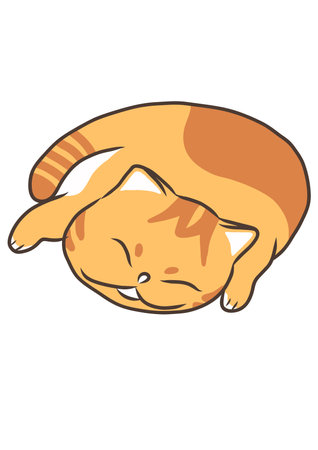 Cute cartoon cat isolated on a white background. Vector illustration.のイラスト素材